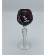 Vtg Cut To Clear Bohemian Czech Crimson Crystal Goblet Wine Stem 5.5” - $54.60 CAD