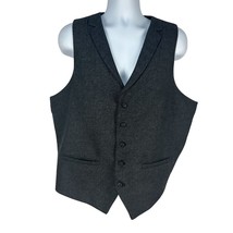 Mens Voboom XXL Gray Herringbone Wool Blend Vest With Adjustable Back Strap - $39.30