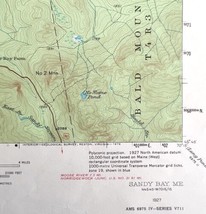 Map Sandy Bay Maine 1927 Topographic Geological Survey 1:62500 22 x 18&quot; TOPO2 - £35.40 GBP