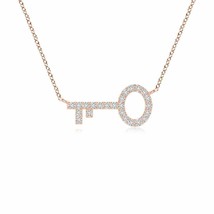 ANGARA 0.34 Ctw U-Pave Set Diamond Key Pendant Necklace in 14K Gold (Grade-HSI2) - £878.36 GBP