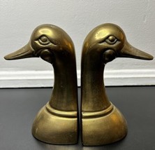 Vintage Leonard Solid Brass Duck Head Book Ends 6.5” Tall - £36.99 GBP
