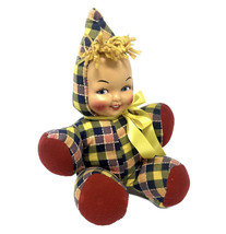 VTG 1950’s Plastic Face And Flannel Body Stuffed Pixie Doll Carnival Prize 14”L - £30.92 GBP