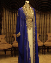 Festive Dress Fancy Georgette Moroccan Abaya Wedding Kaftan Dubai Farasha Jacket - £60.08 GBP