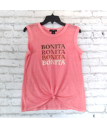 Kandy Kiss Top Girl Large 14 Pink Sleeveless Knotted Bonita Repeat Tee C... - $15.99