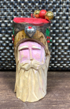 Hand Carved Wood Santa Claus Christmas Ornament Folk Art Painted Whittled OOAK - £22.88 GBP