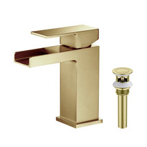COMBO: Waterfall Single Lavatory Faucet KBF1004BG + Pop-up Drain/Waste K... - £150.93 GBP
