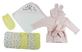 Bambini Newborn (0-6 Months) Girls Pink Infant Robe, Hooded Towel, Washc... - $26.55