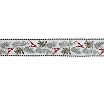 Wired Holiday Ribbon With Pine Berry Design - 4&quot; X 5 Yards - $44.95