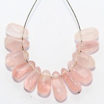 53.50cts Natural Rose Quartz Smooth Drop Beads Loose Gemstones 8x4mm to 9x5mm - £4.26 GBP