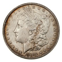 1904 $1 Silver Morgan Dollar in AU+ Condition, Excellent Eye Appeal, Rim Toning - $98.99