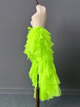 GREEN High Low Layered Tulle Skirt Holiday Outfit Women Hi-lo Wrap Tulle Skirts image 3