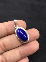 Lapis Lazuli Pendant 925 Sterling Silver Pendant For Women Blue Oval Handmade Ge - £39.30 GBP