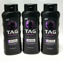 ( Lot 3 ) Tag Sport Dominate Deep Cleansing Body Wash 18 Oz Ea Bottle Brand New - £21.89 GBP