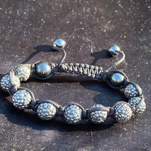 Gunmetal Grey Crystal Beaded Adjustable Bracelet - £11.59 GBP