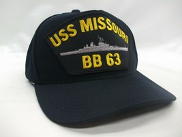 USS Missouri BB 63 Patch Hat Vintage Dark Blue Snapback Baseball Cap Made USA - £23.76 GBP