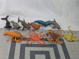 Plastic Sea Creatures Animal Lot Lobster Shark Manta Ray Crab Octopus Seal Orca - $29.95