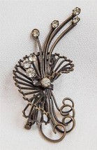 Vintage Brass &amp; Stone Brooch Pin tob - $13.85
