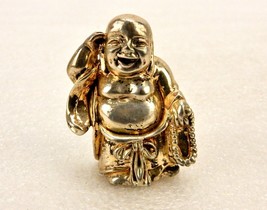 2&quot; Brass Buddha Figurine, Holding String of Prayer Beads, Silver &amp; Gold ... - £7.81 GBP