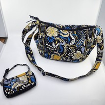 Vera Bradley Ellie Blue Yellow Floral Paisley Crossbody Bag &amp; Wallet Ret... - $37.98