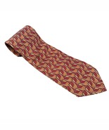 Vintage Valentino Cravatte Tie Red Orange Filigree Swirl 100% Silk Necktie - $24.65