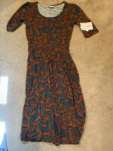 NEW Beautiful Lularoe Nicole Small Fall Leaves Blue Fitted Top Full Skirt - £10.97 GBP