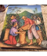Batzin Oil Painting - Mayan Coffee Harvest Origam Signed By Artist - $45.99