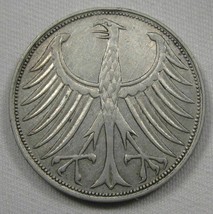 1957-G Germany 5 Mark .625 Silver XF Coin AD925 - £51.67 GBP