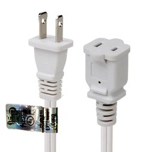6Ft Polarized White Us 2-Prong Male-Female Extension Power Cord,16Awg 2 ... - $18.99