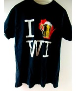 Gildan Heavy Cotton T Shirt Black Size M &quot;I Beer WI&quot; - £11.72 GBP