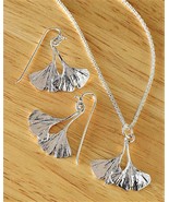 Smtihsonian Double Gingko Italian Sterling Silver Necklace &amp; Earrings FR... - $1,884.61 MXN