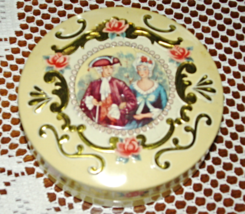 Tin-Baret Ware-Miniature Keepsake -Yellow- Parisian Couple-England - $7.00