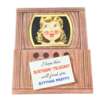 Vintage Birthday Card TV Pretty Mechanical Made in USA 919A - $16.40