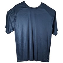 Solid Navy Blue Workout Shirt Size 2XL XXL Polyester Short Sleeve Crew N... - $16.00