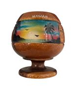 Vintage Hawaiian Carved Wood Toothpick Holder Pedestal Tiki Souvenir Palm Tree S - $19.80