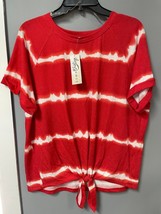 Como Vintage Women&#39;s Short Sleeve Terry Tie Front T-Shirt, NEW - $14.99