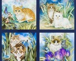 24&quot; X 44&quot; Panel Be Pawsitive Cats Animals Navy Cotton Fabric Panel (D382... - $9.30