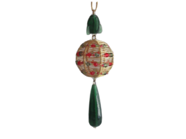 Vtg Christmas Tree Ornament Glass dangle Bead Rocket Wire Ball Orb Planet MCM 5&quot; - £11.27 GBP