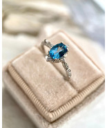 Blue Sapphire Gemstone Promise Ring 14k White Gold Engagement Wedding Gi... - $1,089.00