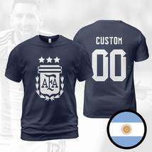  Argentina Custom Name Champions 3 Stars FIFA World Cup 2022 Navy T-Shirt  - £23.88 GBP+