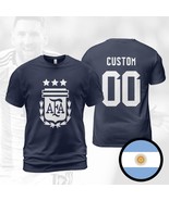  Argentina Custom Name Champions 3 Stars FIFA World Cup 2022 Navy T-Shirt  - $41.01 CAD+