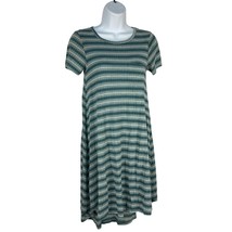 LuLaRoe Simply Comfortable Striped Short Sleeve Swing Dress XXS Blue Green - $24.37