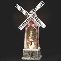11 inch musical rotating windmill lighted water lantern glitter snowglobe with s - £112.23 GBP