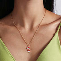 Red Enamel &amp; 18K Gold-Plated Candy Pendant Necklace - £10.38 GBP