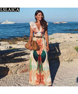 Floral Print Sexy V-Neck Sleeveless High Waist Wide Leg Jumpsuit - $50.95