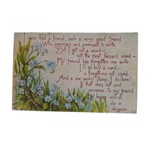 Postcard Friends Blue Flowers Vintage Unused - £5.48 GBP