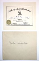 Morton Sunshine Personal Ephemera Cooperation in Government Award 1935 DeWitt - £79.92 GBP