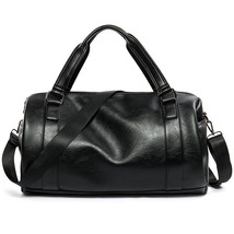New Men Travel Duffle Bag PU Leather Men&#39;s Travel Bags Black Shoulder Handbag Ro - £60.03 GBP
