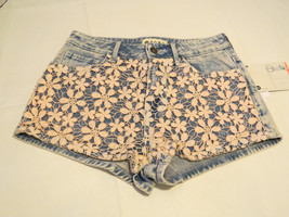 Roxy Denim Casual short Shorts juniors womens 0  floal pink blue jean NWT^^ - £15.48 GBP