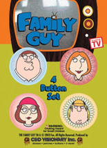 The Family Guy Peter Lois Meg and Chris Images Carded Button Set of 4 NE... - $4.99
