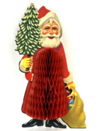 Vintage Father Christmas Honeycomb Card Santa Claus Paper Cardboard Anti... - €35,33 EUR